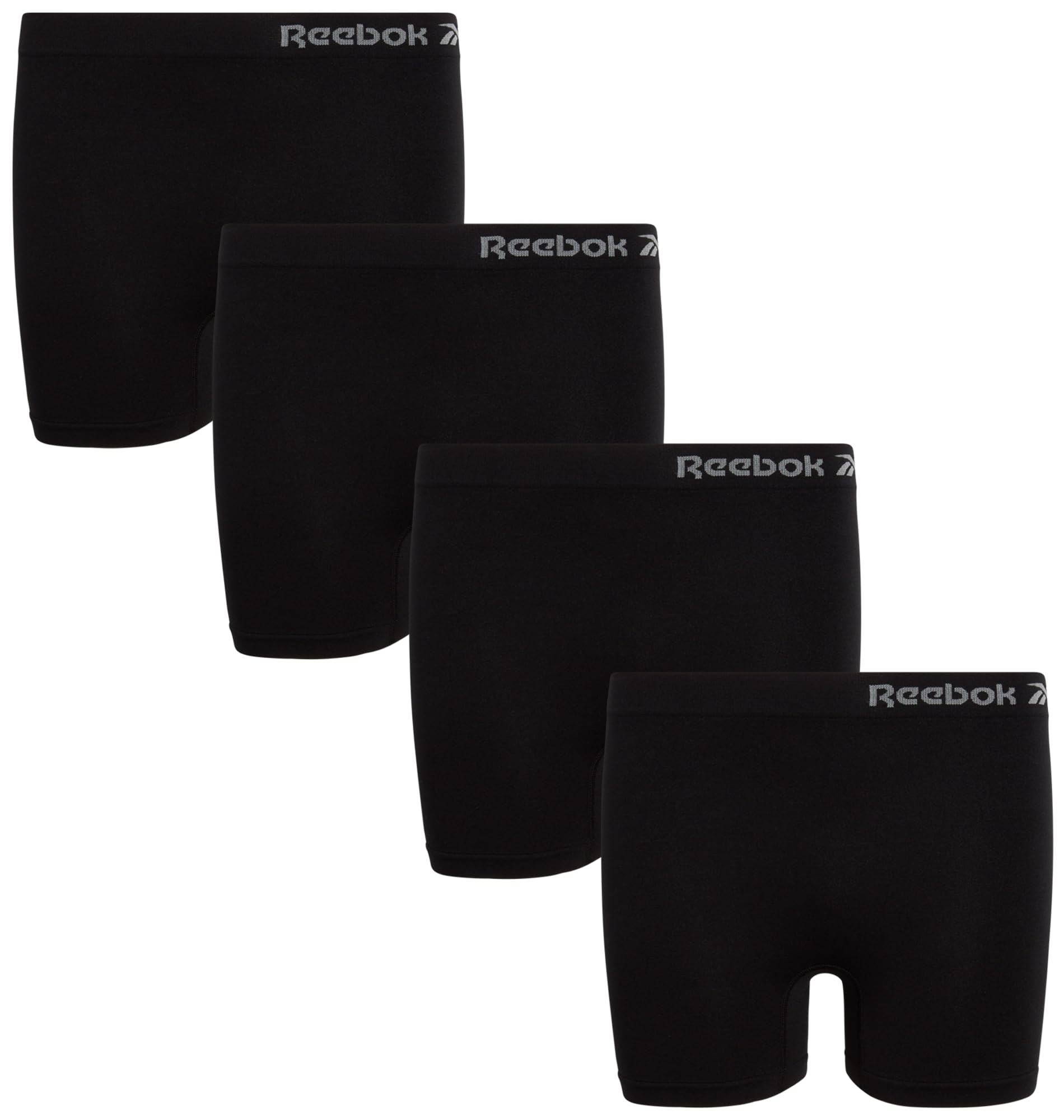 Reebok Girls' Underwear - Seamless Cartwheel Shorties (4 Pack), Size 12-14, BlackGreyCharcoalSpacedye