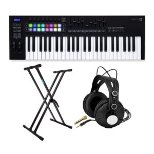 novation launchkey 49 mk3 49 key usb midi keyboard controller bundle with headphones and keyboard stand (3 items)