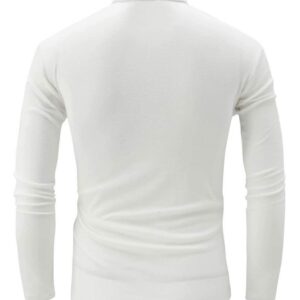 jonivey Mens Basic Turtleneck Long Sleeve Lightweight Soft Casual Knit Fitted Thermal T-Shirt Pullover Tops (03White,S)