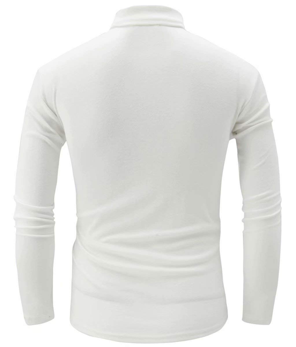 jonivey Mens Basic Turtleneck Long Sleeve Lightweight Soft Casual Knit Fitted Thermal T-Shirt Pullover Tops (03White,S)