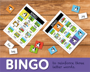 play bingo to reinforce three letter words (4-7 years)