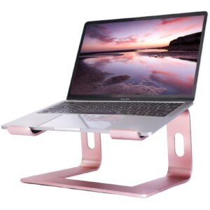 AMOTIE Laptop Desk Stand, Ergonomic Aluminum Laptops Elevator for Desk, Notebook Holder Stand Compatible with MacBook Pro/Air HP Lenovo Samsung Huawei ，All 10-15.6" Laptops，Pink Gold