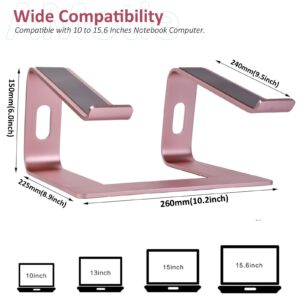 AMOTIE Laptop Desk Stand, Ergonomic Aluminum Laptops Elevator for Desk, Notebook Holder Stand Compatible with MacBook Pro/Air HP Lenovo Samsung Huawei ，All 10-15.6" Laptops，Pink Gold