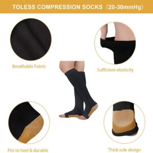 Athbavib 3 Pairs Open Toe Compression Socks for Men Women Toeless Compression Socks