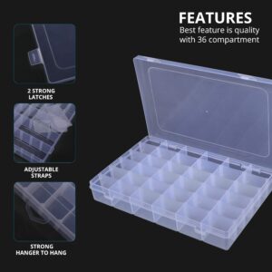 PANTRY X 36 Grids plastic organizer box with dividers for Bead organizer, Fishing tackles, Jewelry, Craft organizers and storage with adjustable dividers (36 Compartments)