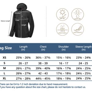 Little Donkey Andy Women's Full Zip Sun Protection Hoodie Jacket Long Sleeve Shirt Running Hiking Golf Water Repellent UPF50 Black Small