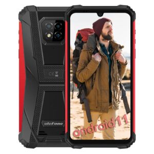 ulefone armor 8 rugged cell phones unlocked, waterproof phone 4gb ram 64gb rom 256gb expansion, 16mp+5mp+2mp camera, android 11 octa-core, 6.1 inch display, nfc, otg, gps, 5g wifi, global version, red