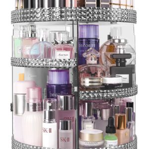 HEMTROY 360 Degree Rotating Makeup Organizer, Extra Large Capacity Organizador De Maquillaje, Removable DIY 7 Layers Skincare Organizer, Acrylic Beauty Perfume Organizer for Vanity Countertop (Gray)