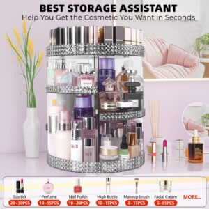 HEMTROY 360 Degree Rotating Makeup Organizer, Extra Large Capacity Organizador De Maquillaje, Removable DIY 7 Layers Skincare Organizer, Acrylic Beauty Perfume Organizer for Vanity Countertop (Gray)