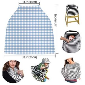 Baby Car Seat Nursing Cover for Breastfeeding Scarf, Buffalo Check Plaid, Ultra Soft Breastfeeding Covers Poncho Canopy for Boy Girl, Infant Stroller Cover, Gingham Blue