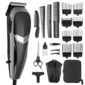 cosyonall hair clippers for men pro corded hair trimmer cutting kit with 8 clipper guide combs hard storage case for hair cutting (black)