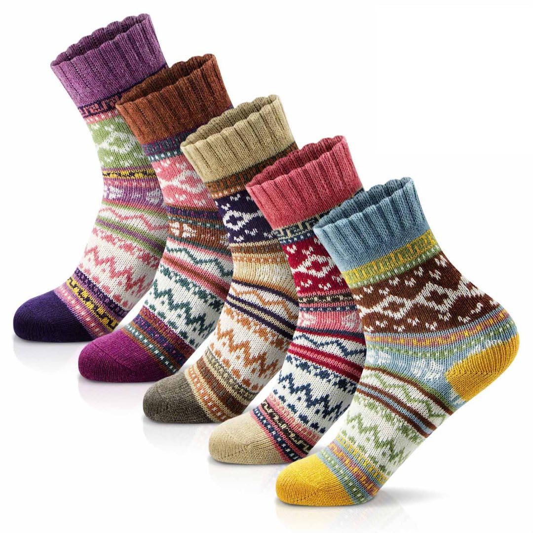 MORECOO Womens Winter Socks - Gift for Women - Thick Wool Socks Soft Warm Casual - Women Socks Gift Socks 5 Pairs