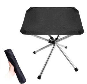 camping stool,portable chair 12.6 inch large-size lightweight camping stool, stainless steel outdoor foldable chair for camping, travel, hiking, bbq, fishing, garden, beach(black large)