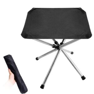 Camping Stool,Portable Chair 12.6 inch Large-Size Lightweight Camping Stool, Stainless Steel Outdoor Foldable Chair for Camping, Travel, Hiking, BBQ, Fishing, Garden, Beach(Black Large)