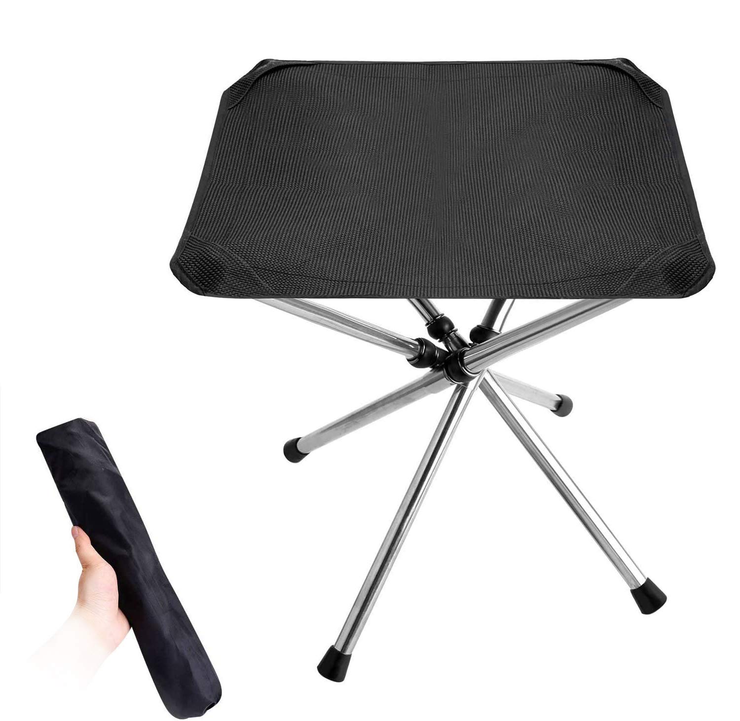 Camping Stool,Portable Chair 12.6 inch Large-Size Lightweight Camping Stool, Stainless Steel Outdoor Foldable Chair for Camping, Travel, Hiking, BBQ, Fishing, Garden, Beach(Black Large)