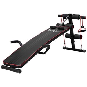 soozier multifunctional sit up bench ab core workout exercise bench adjustable thigh support for home gym black