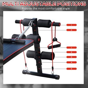 Soozier Multifunctional Sit Up Bench Ab Core Workout Exercise Bench Adjustable Thigh Support for Home Gym Black