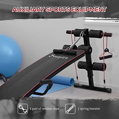 Soozier Multifunctional Sit Up Bench Ab Core Workout Exercise Bench Adjustable Thigh Support for Home Gym Black