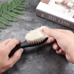 4 Pieces Barber Fade Brush Beard Brush Barber Beard Styling Cleaning Brush Neck Duster Brush with Natural Fiber Wooden Handle for for Men Beard Styling Cutting Supplies