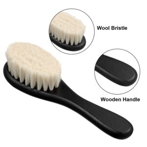 4 Pieces Barber Fade Brush Beard Brush Barber Beard Styling Cleaning Brush Neck Duster Brush with Natural Fiber Wooden Handle for for Men Beard Styling Cutting Supplies