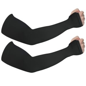 vorshape 2 & 4 pairs sun protection arm sleeves with thumb holes for men & women, black