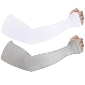 vorshape 2 & 4 pairs sun protection arm sleeves with thumb holes for men & women, white & grey