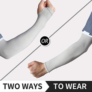 Vorshape 2 & 4 Pairs Sun Protection Arm Sleeves With Thumb Holes for Men & Women, White & Grey