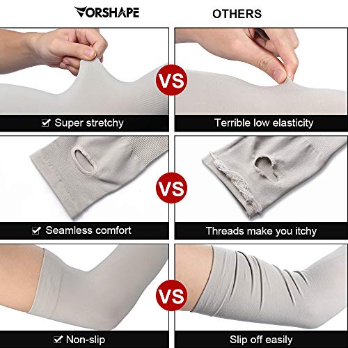 Vorshape 2 & 4 Pairs Sun Protection Arm Sleeves With Thumb Holes for Men & Women, White & Grey