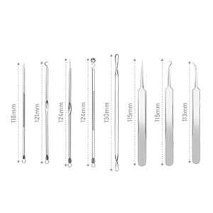 Dr.Pedi Blackhead Remover Pimple Popper Tool Kit Acne Blemish Pimple Extractor Needle Facial Comedone Clip Blackhead Tweezer for Ingrown Hair Removal 8 Pcs in Metal Case