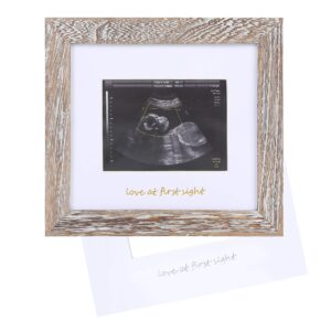 iheipye baby love at first sight sonogram keepsake frame - ultrasound picture frame - pregnancy announcement frame for expecting parents, gender reveal party, grandparents, rustic white