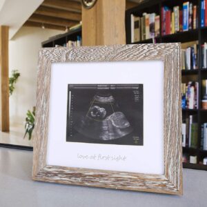 IHEIPYE Baby Love at First Sight Sonogram Keepsake Frame - Ultrasound Picture Frame - Pregnancy Announcement Frame for Expecting Parents, Gender Reveal Party, Grandparents, Rustic White