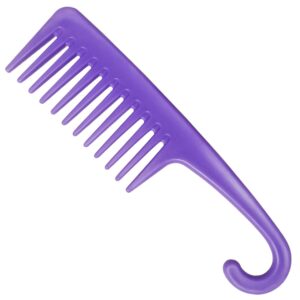 wapodeai wide tooth comb detangling hair brush, premium care handgrip comb, apply to for curly, wet, dry, thick hair etc. (purple)