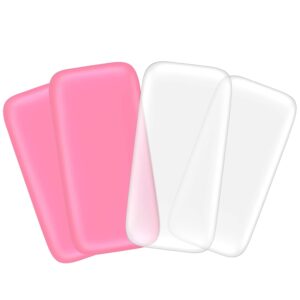 4 pieces silicone lash pads eyelash extension holder pallet false lashes holder grafting gasket pallet tools for fake eyelash glue holder adhesive, pink and transparent