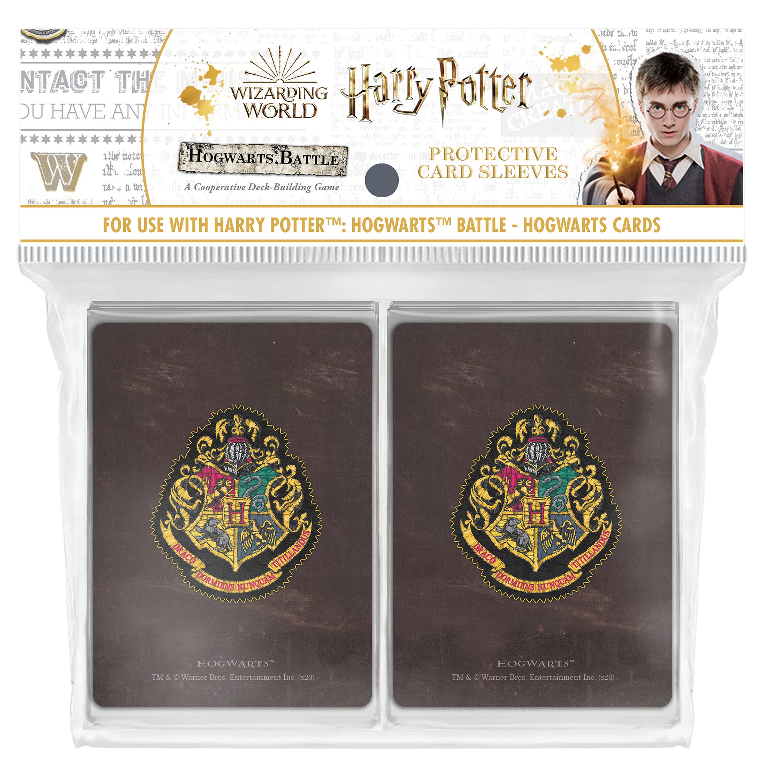 Harry Potter Hogwarts Battle Card Sleeves | 160 Card Protector Sleeves for Hogwarts Cards from Harry Potter Deckbuilding Games | Cardsleeve Back Artwork Featuring Hogwarts Crest