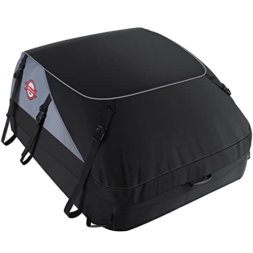 Sailnovo Car Rooftop Cargo Carrier Roof Bag Waterproof 20 Cubic Feet for Top of Vehicle with/Without Rack Car Top Carrier with 10*Reinforced Straps & Storage Bag 1000D