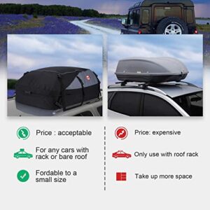 Sailnovo Car Rooftop Cargo Carrier Roof Bag Waterproof 20 Cubic Feet for Top of Vehicle with/Without Rack Car Top Carrier with 10*Reinforced Straps & Storage Bag 1000D