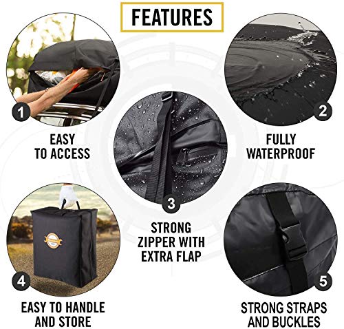 Sailnovo Car Rooftop Cargo Carrier Roof Bag Waterproof 20 Cubic Feet for Top of Vehicle with/Without Rack Car Top Carrier with 10*Reinforced Straps & Storage Bag 1000D