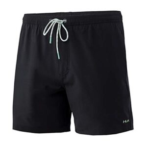 huk men's standard volley 5.5" elastic waist quick-dry swim shorts, black, x-large
