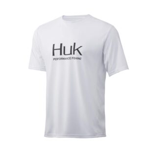 huk men's icon x short sleeve fishing shirt with sun protection, white, small