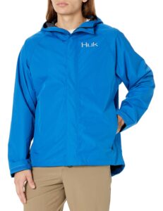 huk men's gunwale rain water & wind proof jacket, blue, x-large