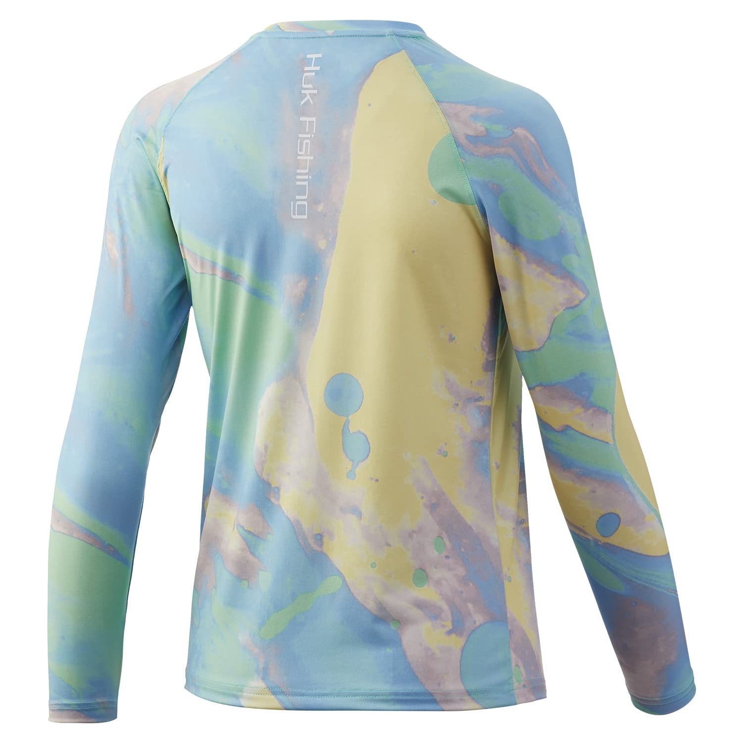 HUK Kids' Pursuit Long Sleeve Sun Protecting Fishing Shirt, Tie Dye Lava-Electric Green, X-Small