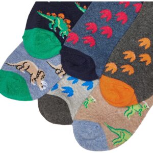 Jefferies Socks boys Boy s Dinosaur Pattern Cotton Crew Socks 6 Pack Multi Small, Multi, Small US