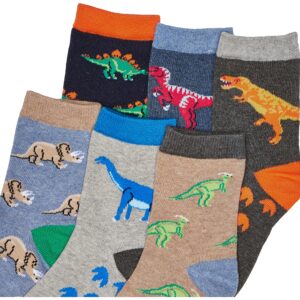 Jefferies Socks boys Boy s Dinosaur Pattern Cotton Crew Socks 6 Pack Multi Small, Multi, Small US