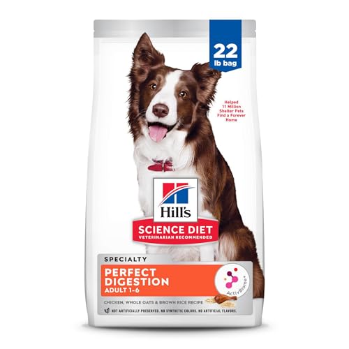 Hill's Science Diet Perfect Digestion, Adult 1-6, Digestive Support, Dry Dog Food, Chicken, Brown Rice, & Whole Oats, 22 lb Bag