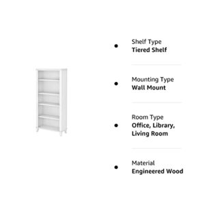 Bush WC81965 Somerset 5-Shelf 65-Inch H Bookcase, White