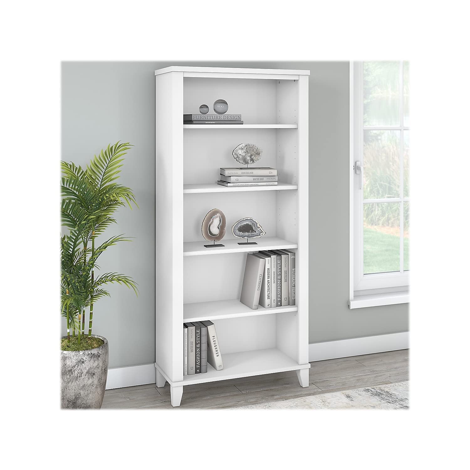 Bush WC81965 Somerset 5-Shelf 65-Inch H Bookcase, White