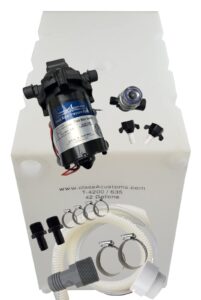 class a customs | 42 gallon rv concession fresh water tank with plumbing kit & 12 volt water pump | t-4200-bpk-pump