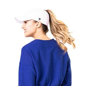 TOP KNOT Performance Baseball Caps | High Ponytail Hats for Women | White, M/L