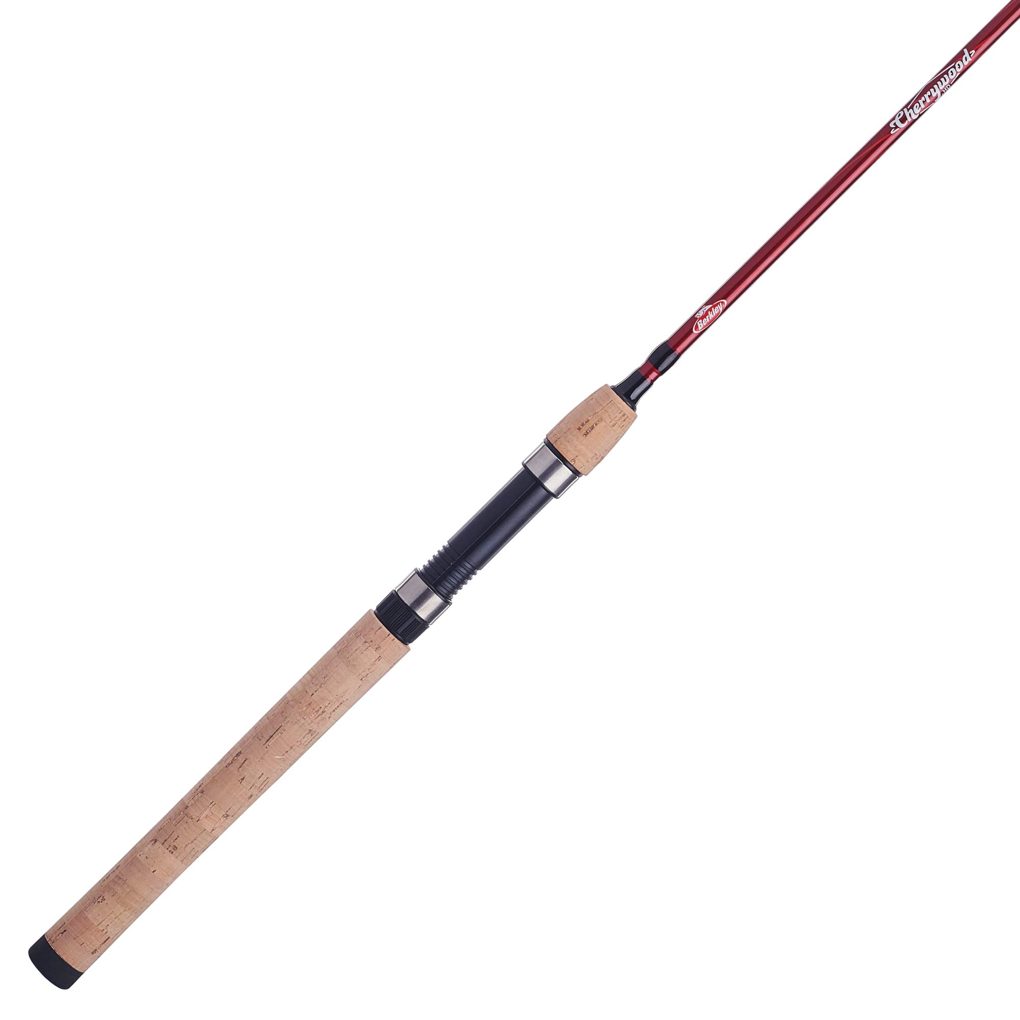 Berkley 7’ Cherrywood HD Spinning Rod, One Piece Spinning Rod, 6-14lb Line Rating, Medium Rod Power, Fast Action, 1/8-3/4 oz. Lure Rating, red