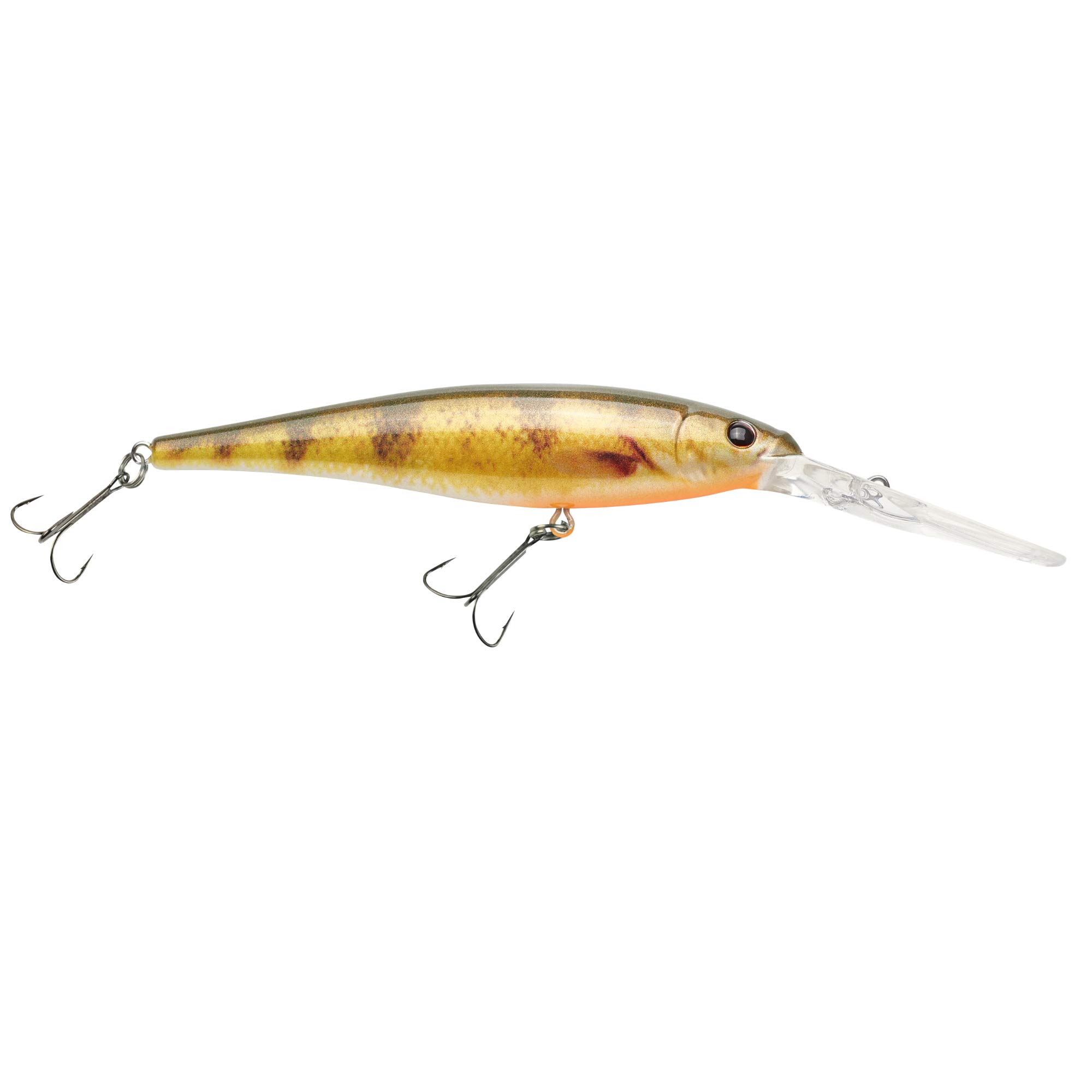 Berkley Flicker Minnow Fishing Lure, HD Yellow Perch, 1/3 oz, 3 1/2in | 9cm Crankbaits, Realistic Minnow Profile, Sharp Dive Curve Gets to Fish Quickly, Equipped with Fusion19 Hook